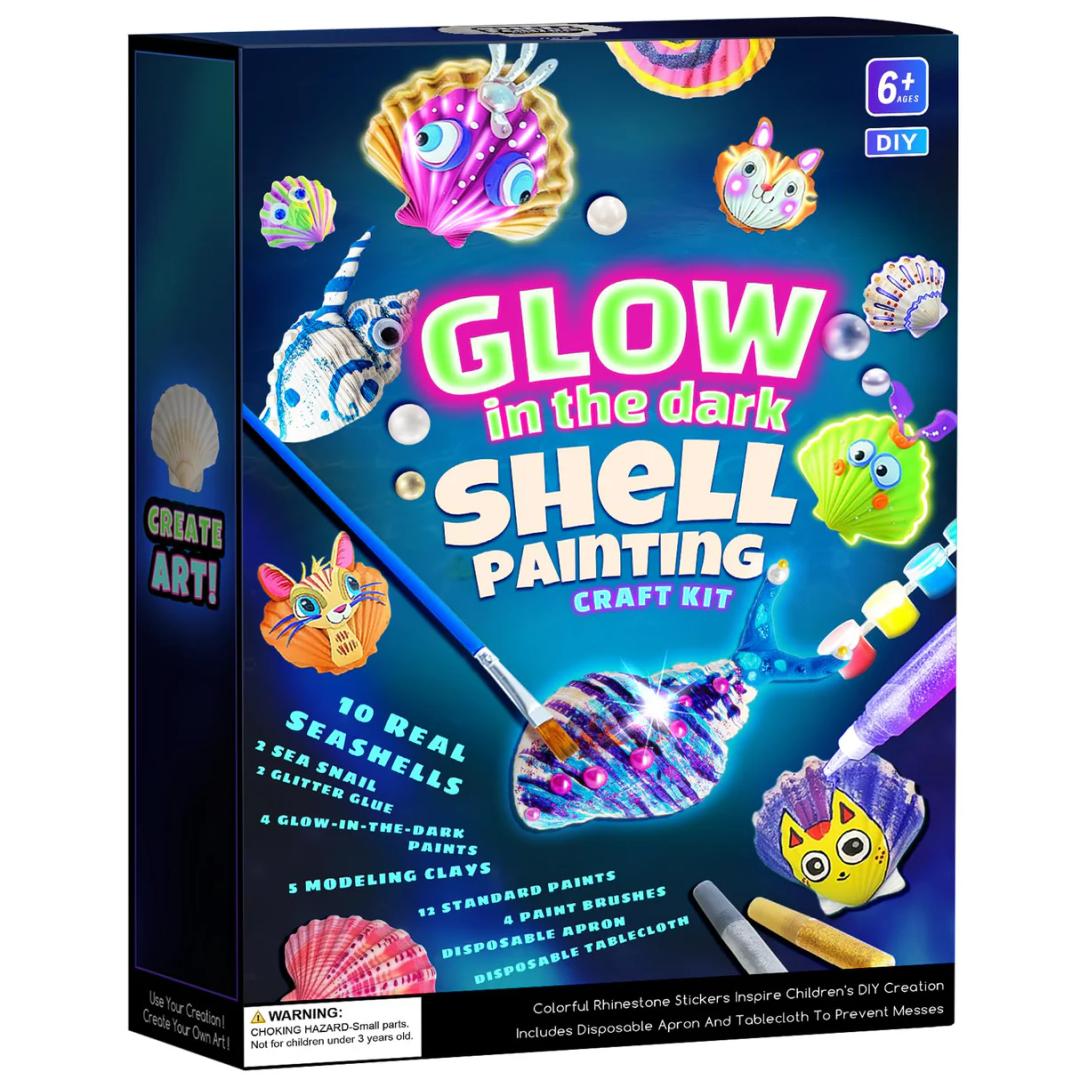 EPUMP Shell Painting Kit for Kids - Glow in The Dark Arts and Crafts Supplies Kits for Girls Boys - Kids Activities Creative Art Set Birthday Gifts DIY Paint Toys for Age 6 7 8 9 10 11 12 Years Old