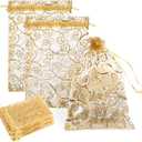 50 Pcs Organza Bags 5"X 8" Gold Gift Bags Small Mesh Bags Drawstring Jewelry Gift Bags Gold Breathable Tulle Mesh Jewelry Bags with Drawstring Small Candy Bags for Gifts Wedding Favor Makeup Jewelry