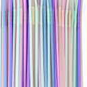 [100 Pcs] Disposable Plastic Drinking Bendy Straws - 10.24" Long and 0.24" Diameter Colorful Cute Flexible Long Straws for Juice,Coffee,Milk,Cocktail, Bachelorette/Birthday Party, Bridal/Baby Shower