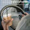 Ziliny 50 Set Clear Plastic Cups with Lids and Straws, Disposable Iced Coffee PET Cups for Drinking Cold Beverage Juice Parfait Smoothie Milkshake Coffee Shops Party Supplies (16 oz)