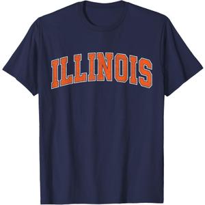 Illinois IL Vintage Athletic Sports Design Style 80s 90s T-Shirt, XL 