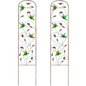 SUNNYPARK Set of 2 Hummingbird Metal Garden Trellis for Climbing Plants, Decorative Vegetables Flowers Vine Trellis for Outdoor Patio 60'' H x 11'' W