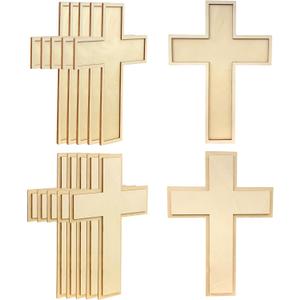12 Inch 12 Pack Unfinished Wooden Cross Unpainted Wood Layered Framed Cross for DIY Crafts