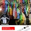 Joomer Christmas Lights Outdoor, 11.8 inch 10 Tubes 240 LED Meteor Shower Lights, LED Snow Falling Icicle Cascading Light with Timer Waterproof and Connectable for Christmas Decoration (Multicolor) (1PACK)