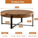 31.29" Modern Retro Splicing Round Coffee Table,Fir Wood Table Top with Black Cross Legs Base