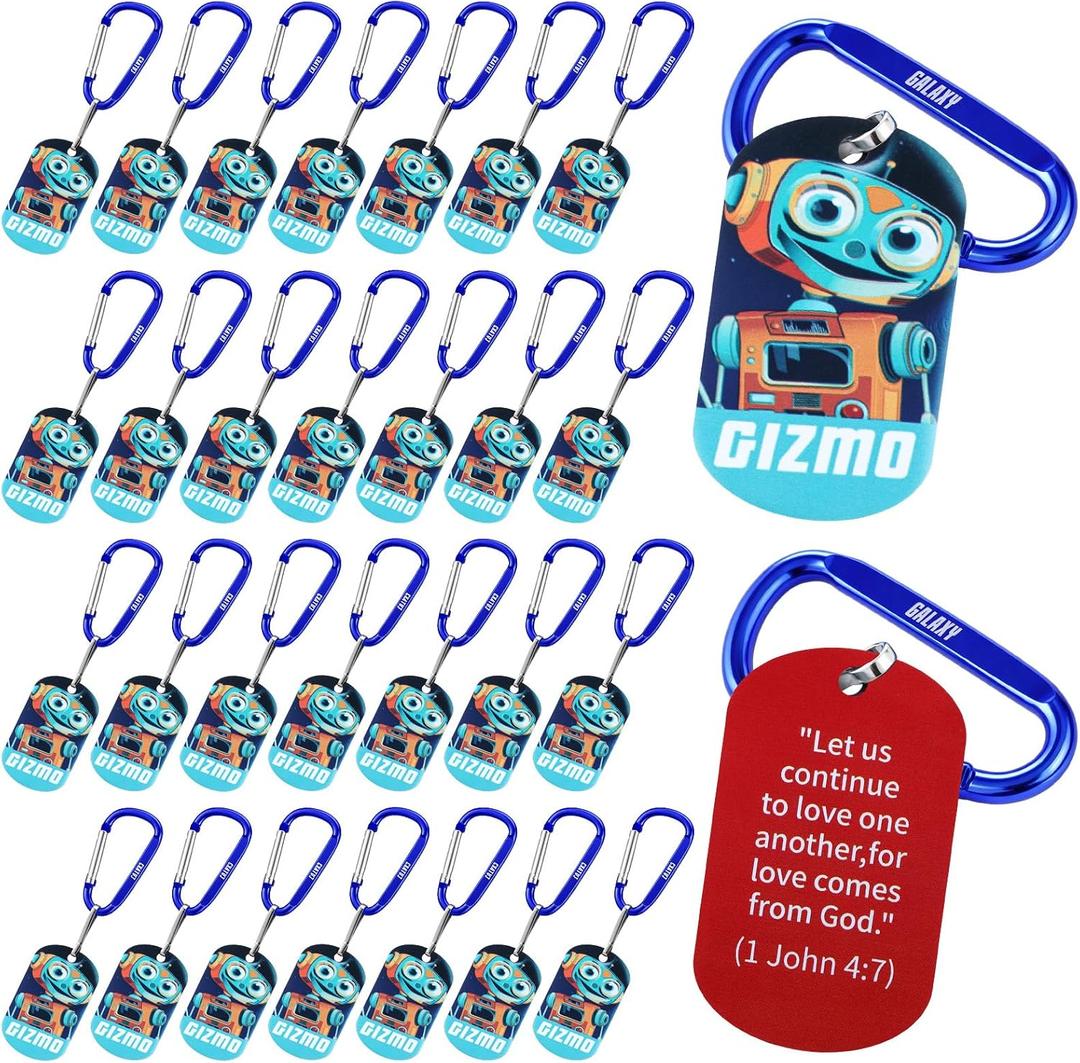 Novabright 50 Pcs VBS 2026 Bible Memory Mission Tags and Carabiners for 25 Kids Galaxy Religious Scripture 2026 Vbs Labels for Vacation Bible School Church Sunday School Prizes Supplies