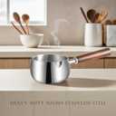 IMEEA 17oz Milk & Butter Warmer Pot SUS304 Stainless Steel Sauce Pot with Wooden Handle for Single Servings, Heating Milk, Melting Butter, Warming Sauces