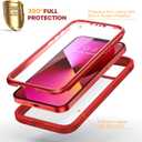 Diaclara Designed for iPhone 13 Case, Full Body Rugged Protection with Built-in Touch Sensitive Screen Protector, Soft TPU Bumper Case for iPhone 13 6.1" (Red and Clear)