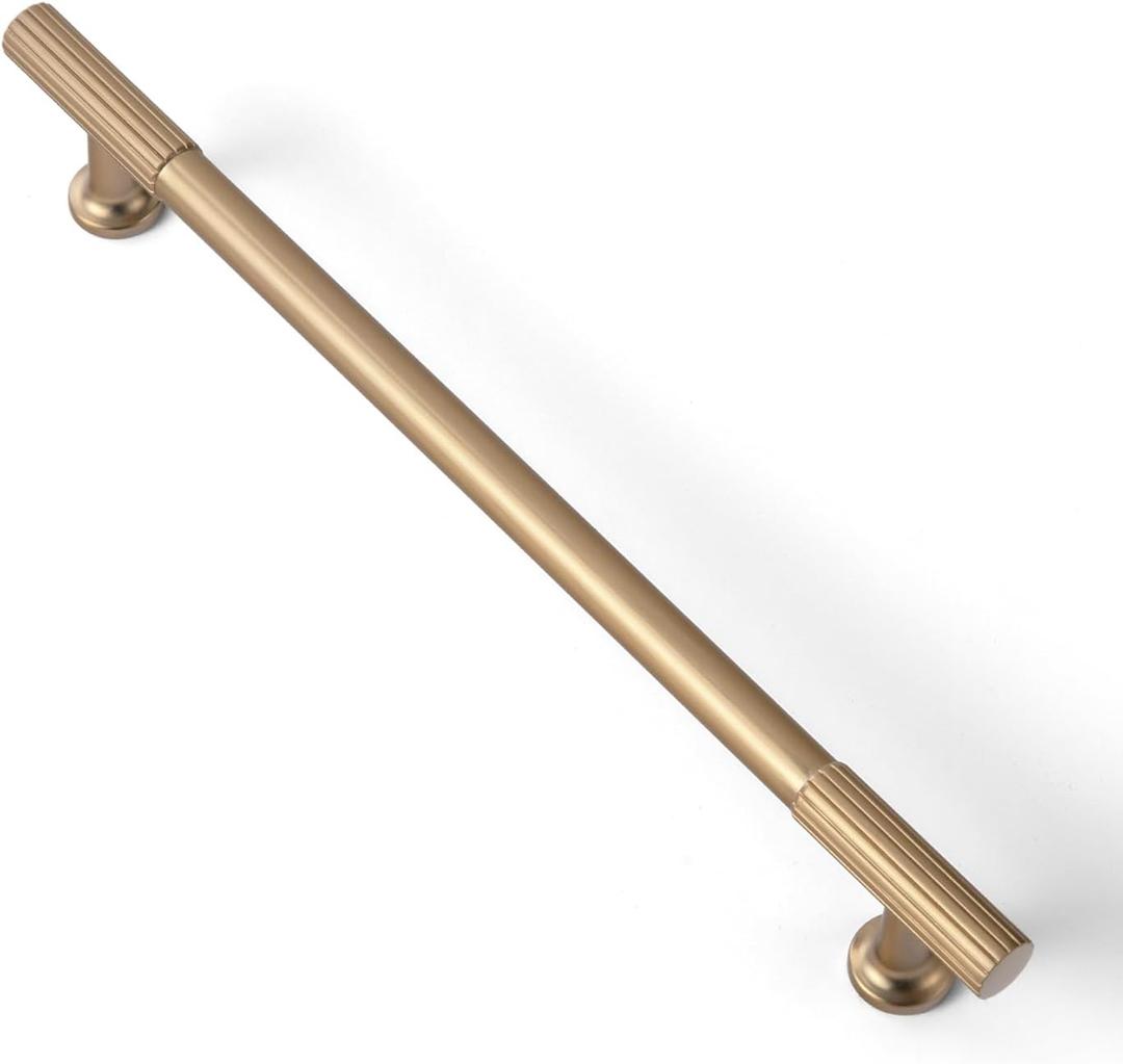 Goo-Ki Champagne Bronze Zinc Alloy Cabinet Handles - 7.56''(192mm) Hole Center Striped Decorations Cabinet Pull Hardware for Bedroom, Kitchen, 6 Pack