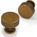 10 Pack Antique Brass Round Cabinet Knobs and Drawer Pulls (Single Hole Knob)