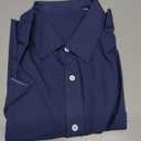 Mens Linen Shirt Short Sleeve Wrinkle Free Casual Untucked Button Down Shirts Beach Breathable Tops Summer (Blue, XL)