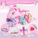 gnomantic 5 Pieces Unicorn Stuffed Animals - 1 Mommy Stuffed Unicorn with 4 Babies - Unicorns Gifts for Girls Ages 3-8, Unicorns Plush Toys for Christmas, Valentine's, Birthday Gifts (Pink & Purple)