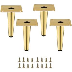 SWTOOL Gold Metal Furniture Legs Heavy Duty Straight Furniture Feet DIY Modern Replacement Legs for Cabinet Sofa Couch Chair-Set of 4 (Gold, 4")