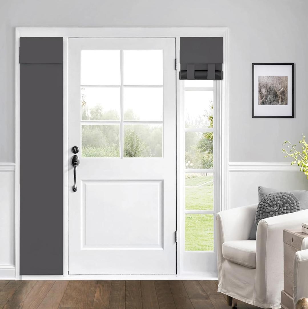 100% Blackout Curtains for French & Side Doors, Light Blocking Drapes for Windows, Room Darkening Window Coverings - Privacy & Sleep Enhancing(12W x 69L Inch,Darkgray,1 Panel)
