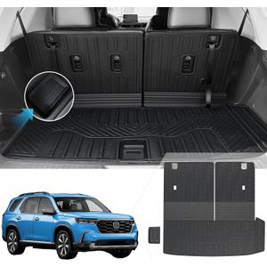 Cargo Mat for Honda Pilot 2026 2025 2024 2023, All Weather TPE Trunk Mat with Backrest Mat Left Storage Tray Mat Car Accessories for Pilot (Cargo Mat with Backrest Mats)
