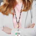 Lanyards for ID Badges for Women Cute,Teacher Lanyard for Women Retractable Natural Crystal Beaded Lanyards for Keys (Apatite)