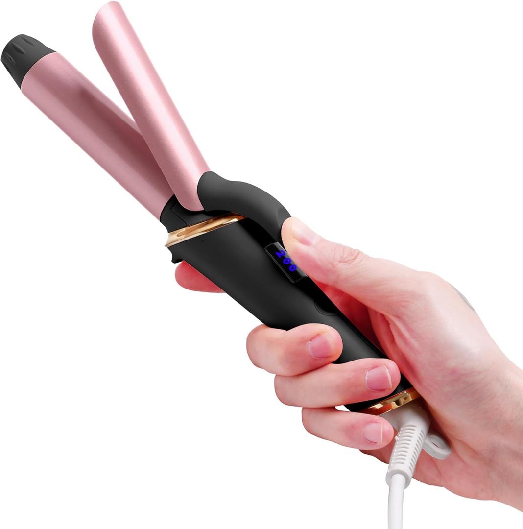 Mini Curling Iron for Short Hair - Dual Voltage (110-240V) Travel Hair Curler, 5 Heat Settings, Auto-Off, Travel Size Small Curling Iron (Black, 1 inch)