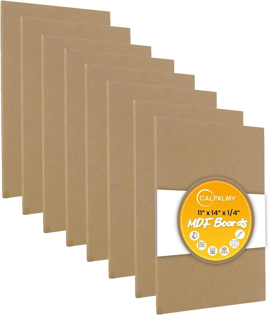 (8-Pack) CalPalmy 11 x 14 MDF Boards - 1/4 Thick Boards for Carpentry, Interior Design, Hobby Crafts, and More - with Smooth, Unfinished Sides and Sanded Edges
