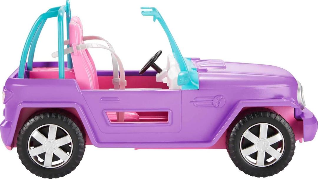 Barbie Off-Road Vehicle, Purple with Pink Seats and Rolling Wheels, 2 Seats, Gift for 3 to 7 Year Olds