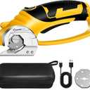 SakerPlus Cordless Electric Scissors, 4V Cardboard Cutter, Box Cutter - 2 Blades, 1 Storage Bag, Safety Lock & LED Light, Rechargeable Power Rotary Cutter for Box Carpet Fabric Plastic Leather (Rotary Cutter With Carrying Case (Standard))