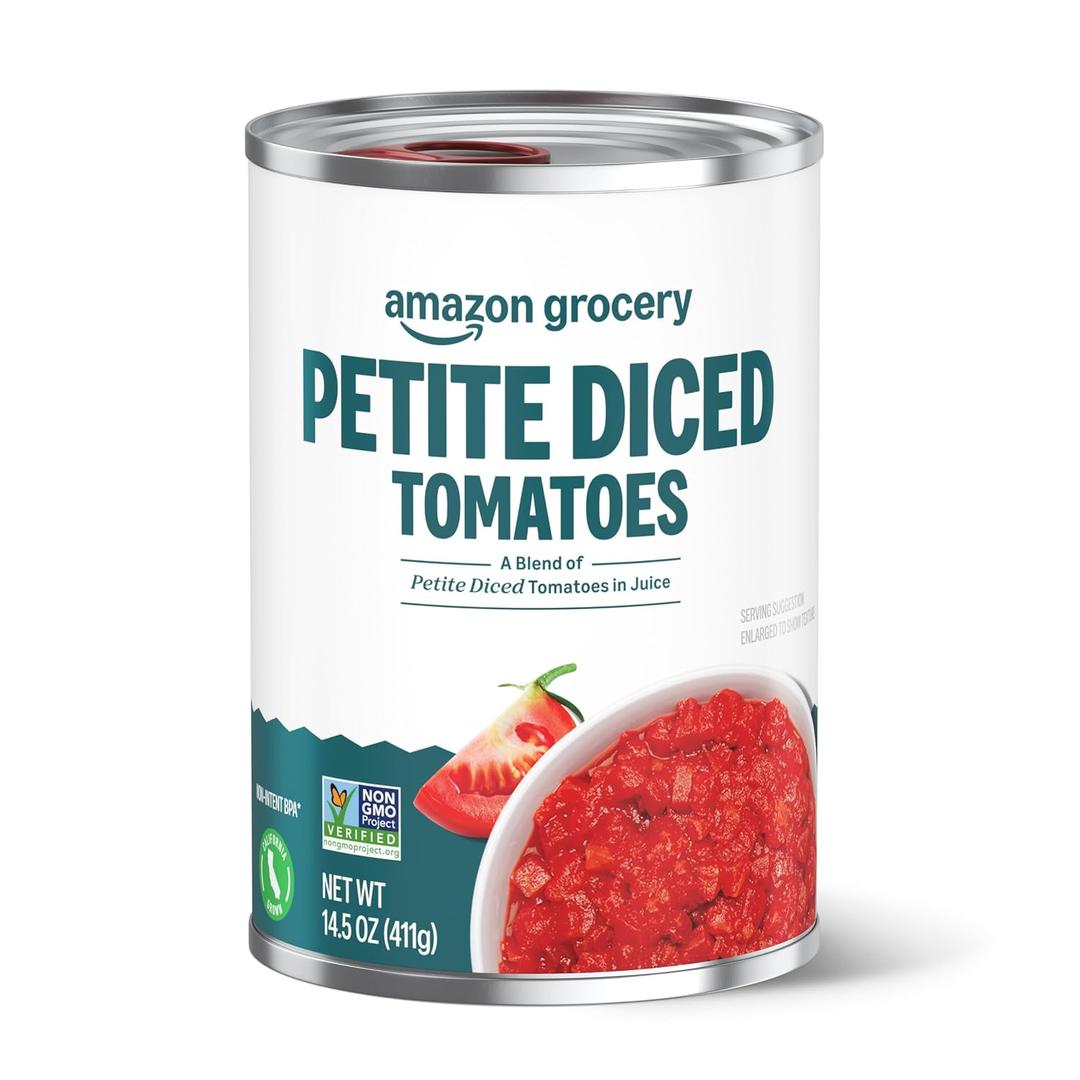 Amazon Grocery, Petite Diced Tomatoes, 14.5 Oz (EXP 09/12/26)