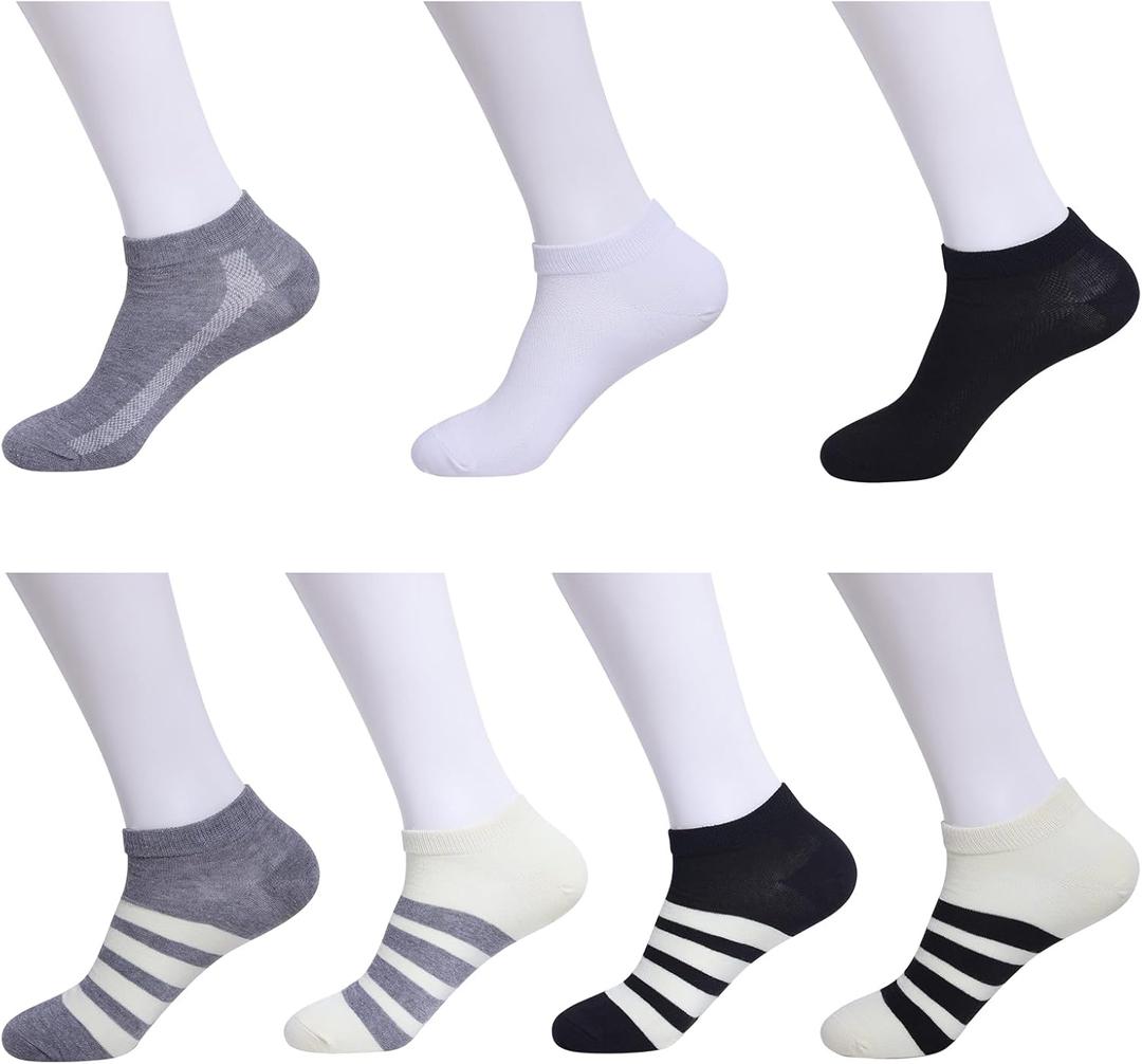 7 Pairs Thin Ankle Socks for Men Women Low Cut Short Sock Pack