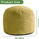 HIGOGOGO Round Stuffed Pouf Ottoman, Corduroy Poufs with Foam Chunk Filling, Furry and Fluffy Pouf Foot Stool Storage Ottoman, 26 X 18 Floor Poufs Foot Rest for Living Room, Green