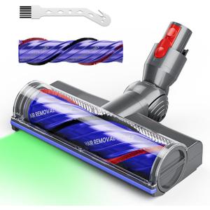 Anti-Tangle Vacuum Cleaner Head Replacement Accessories Compatible with Dyson V7 V8 V10 V11 V15, with LED Light, Quick Release Motorhead, Anti-Scratch Brush Rollers for Hard Floor and Carpet