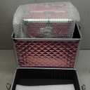 Adazzo 3 in 1 Professional Rolling Makeup Train Case Aluminum Trolley Case with 360 Rotation Wheels for Makuep Artist Cosmetic Suitcase Organizer with Lock and Key Diamond Pattern - Pink
