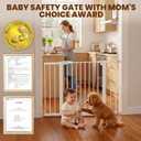 Mumeasy 29.6-46" Baby Gate for Stairs, Pressure Mounted Dog Gate for Doorways, Auto Close Pet Gate for Indoor Use, Extra Wide Child Gate with Walk Thru Door White, Mom's Choice Awards Winner