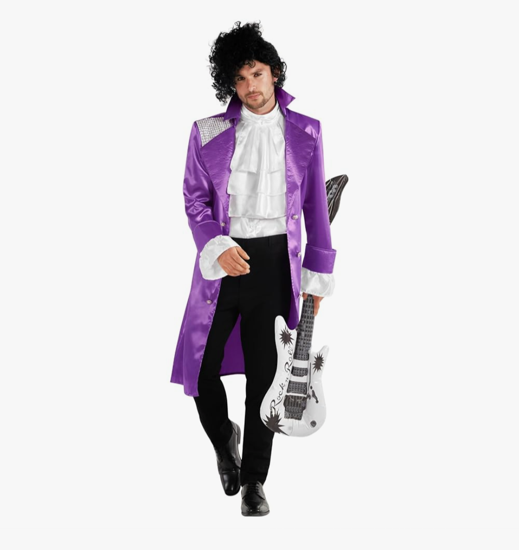 Morph Purple Pop Star Costume Men With Jacket And Wig, Musician Costume Adult, Halloween Costumes For Men,L