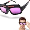 Welding Glasses Auto Darkening, Solar Power True Color Safety Goggles, Anti-Fog Welding Goggles Eyes Protective, Welder Glasses with Welding Helmet for MIG TIG ARC Cut Grinding Weld Plasma