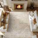 8x10 Washable Large Area Rugs for Living Room,Neutral Boho Modern Farmhouse Rug for Bedroom,Beige Tan