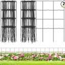 PROWORX Decorative Garden Fence Border Rolls, Total 14 in x 40 ft 2 Pack Metal Folding Flat Wire Fencing for Yard, Black PVC Coated Outdoor Patio Landscape Flower Bed Edging