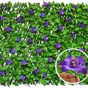 Expandable Fence Privacy Screen for Balcony Patio Outdoor,Decorative Faux Ivy Fencing Panel,Artificial Hedges (Single Sided Leaves)3 (Purple)
