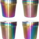 Stainless Steel Cups 4 Pack 6oz Double Walled Insulated Cups Stackable Travel Mug for Coffee, Tea, Beer, Camping&Everyday(Rainbow)