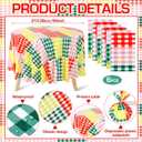 Ganeen 6 Pcs Gingham Checkered Tablecloth Camp Bachelorette Party Decorations Supplies 84 Inch Plastic Round Table Covers Gingham Checkered Tablecloth for Birthday Picnic Bridal Baby Shower Outdoor (Multi Color)