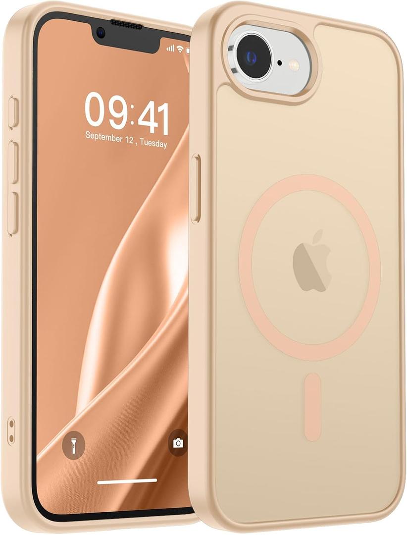 SUPFINE Magnetic for iPhone 16e Case 2025 (Compatible with MagSafe)(Military Grade Drop Protection) Slim Translucent Matte Shockproof with Anti-Fingerprint Phone Case,Sand Pink