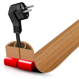 Floor Cord Cover Self Adhesive Cord Hider, 3.3FT Cable Management, Extension Strip Protector for Wires, Prevent Cable Trips for Offices, Gyms, Exhibitions Cavity:0.39"(W) x 0.27"(H) Brown Wood