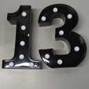 Pooqla Decorative Led Light Up Number Letters, Black Plastic Marquee Number Lights Sign for 13th Birthday Party Wedding Decor Battery Operated Black Number 13