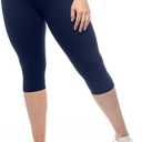 SATINA High Waisted Navy Blue Leggings for Women - Soft, Stretchy Leggings with Side Pockets - Full Length Yoga Pants for Women - Tummy Control and Buttery Soft Fabric for All-Day Comfort - Plus Size