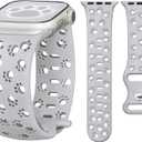 Silicone Band for Apple Watch Bands 46mm 45mm 44mm 49 42mm-S3 for Women, Cute Animal Dog Cat Paw iWatch Bands, Fancy Sport Band for Apple Watch Band Series 11 10 9 8 7 SE 6 5 4 3-Grey