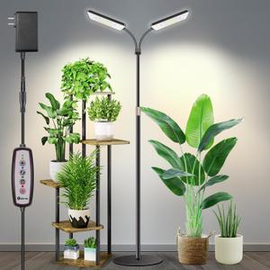 Wiaxulay Grow Light with Stand, Full Spectrum Floor Plant Lights for Indoor Growing, Height Adjustable 24-68, Ideal for Growing Large Plants, 4/8/12/16H Timer, 3 Lighting Modes, 306 LED (2 Heads)