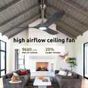 52 inch Ceiling Fans with Lights Solid Wood Outdoor Smart Ceiling Fan for Patio with Alexa/Tuya App, 3 Gray Propeller Blades, High CFM Ceiling Fan for Living Room Bedroom Gazebo, ETL Listed