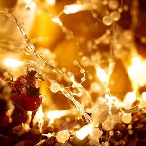 Mudder 13 ft 40 LED Christmas Light Pearl Berry Beaded Garland String Light for Indoor Outdoor Festive Birthday Party Wedding DIY Home Mantel Decoration 2 Flicker Modes(Pearl White)