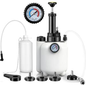 3L Brake Bleeder Kit, Brake Fluid Bleeder Kit with Pressure Gauge, Brake Bleeding Kit with 1L Waste Bottle & 4 Upgraded Adapters, Brake Bleeder Tool Suitable for Most Vehicles