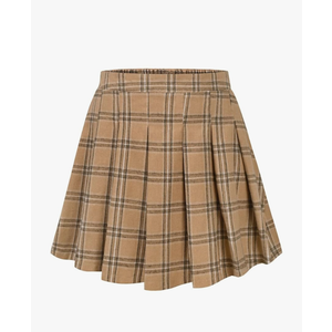 RITERA Plus Size Basic Versatile Stretchy Elastic Waist Flared Casual Mini Skater Skirt/Pleated Plaid Skirt for Women, Khaki, 30