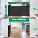 Reinforced 50" Wide Retractable Baby Gate Retractable Dog Gate with Support Rods - Anti-Bottom Crawl, Mesh Gate Retractable Gate Outdoor Retractable Pet Gate Indoor Doorway/Hallway/Stair Gate, Black