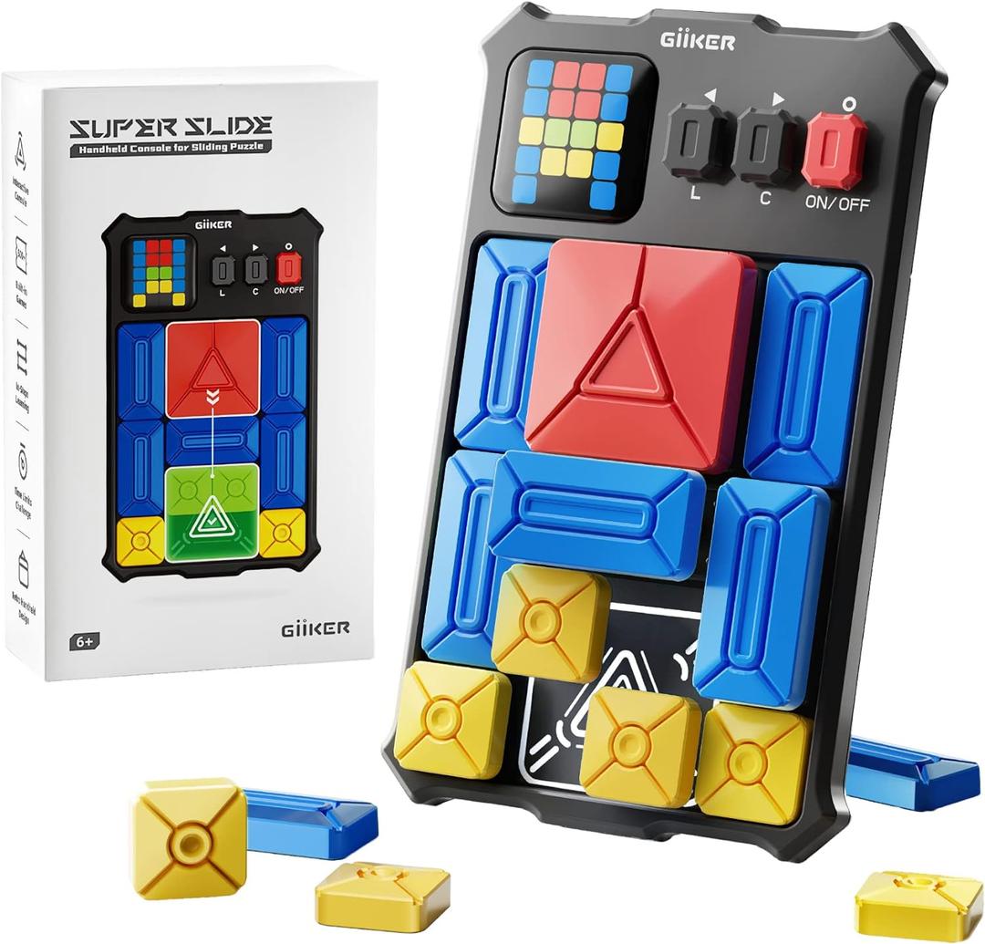 GiiKER Super Slide Puzzle Games, Original 500+ Challenges Brain Teaser Puzzle, Toys for Kids Teens, Travel Games Birthday Stocking Stuffers for Boys Girls, Activities for Road Trips (Black)
