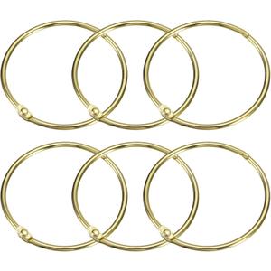 uxcell Shower Curtain Rings, 6pcs - Carbon Steel Round Snap Shower Curtain Hooks, 3 Inch Loose Leaf Binder Rings for Shower Curtain Rods (Gold)